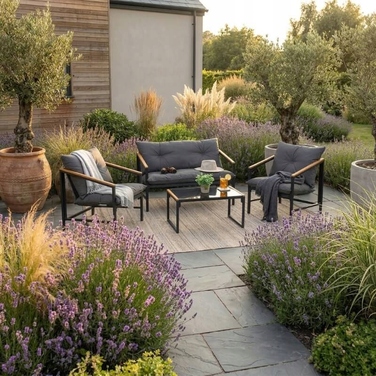 Комплект садових меблів Escal, метал, чорний, 4 предмети