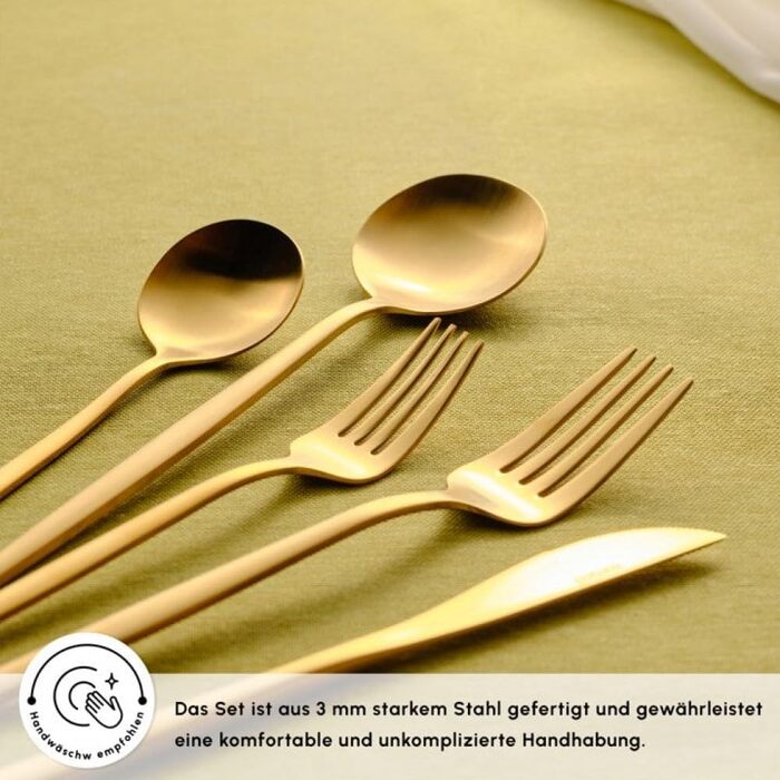 Набір сервірувального посуду Karaca Orion Matt Gold 60 предметів: ложки, виделки, сито, лопатка, цукорниця та інше