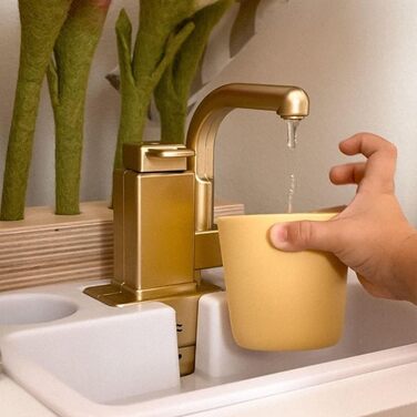 Дерев'яна кухня Мамабрум XXXL з LED-підсвічуванням та диспенсером для кубиків льоду - дитяча кухня з аксесуарами (мікрохвильова піч, посуд, столові прибори) для дітей 3+