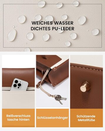 LOVEVOOK Сумка для ноутбука, жіноча велика водонепроникна сумка-шоппер, ділова сумка-акселуар, з PU шкіри, 15.6 дюймів (Коричневий+бежевий)