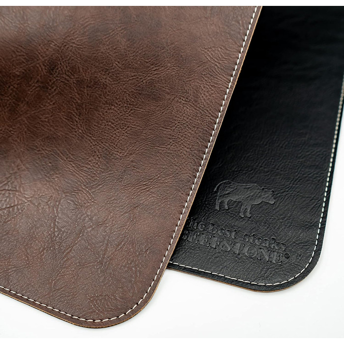 Набір столових серветок BEEFSTONE® 6 шт. з PU шкіри, двосторонні, водонепроникні, миючіся, з ефектом шкіри, 44 x 34 см (Чорно-коричневий/Бежевий)