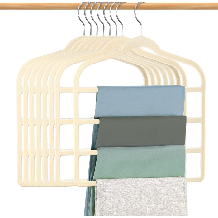 Набір вішалок для штанів DUDUCOFU (6 шт.) з велюром, ABS-пластик, бежевий колір, для штанів, джинсів, суконь