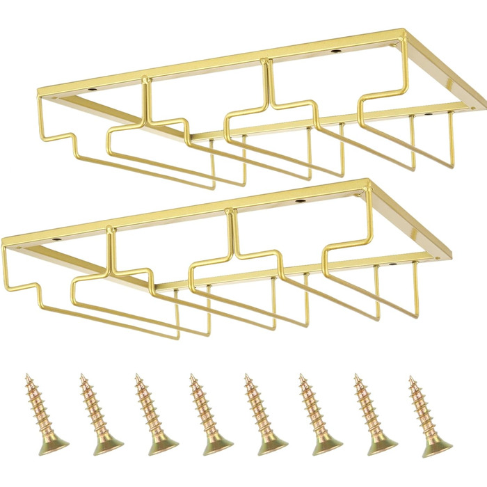 Тримач для келихів вина GBCHOOSE (2 шт.), золото, під шафу, для барів та кухні