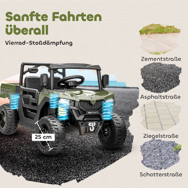 Електромобіль з двома двигунами, багажник, дизайн типу UTV, музичний функціонал, зелений колір