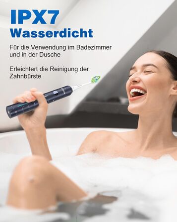 Електрична зубна щітка звукового типу, 45000 VPM, відбілювання за 1 тиждень, 120 днів роботи від акумулятора, індикатор заряду, 6 насадок DuPont, 5 режимів, таймер, (блакитна)