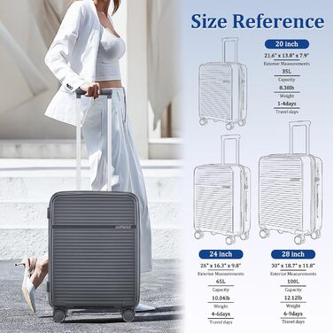 Набір валіз Joyway 4 шт. з жорстким корпусом та TSA-замком, розширюваний, сірий колір