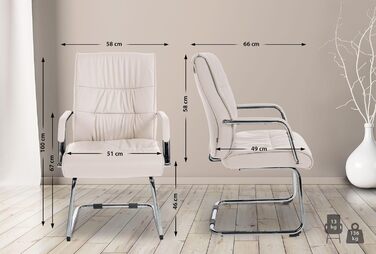 Стілець конференційний Sievert з м'якою оббивкою, екошкіра, кремовий колір - зручний стілець для переговорів та офісу