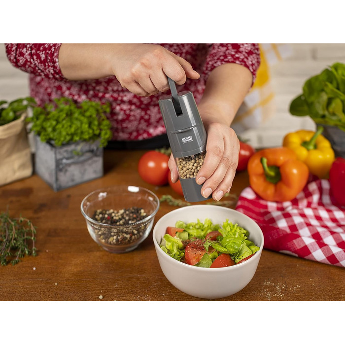 Мельниця для солі та перцю Kuhn Rikon Ratchet Grinder, сіра, ручна, з регульованим керамічним млинком