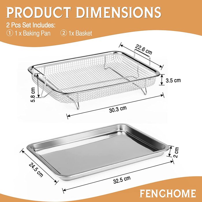 Деко для гриля з решіткою Fenghome 32.5 x 24.5 x 5.2 см