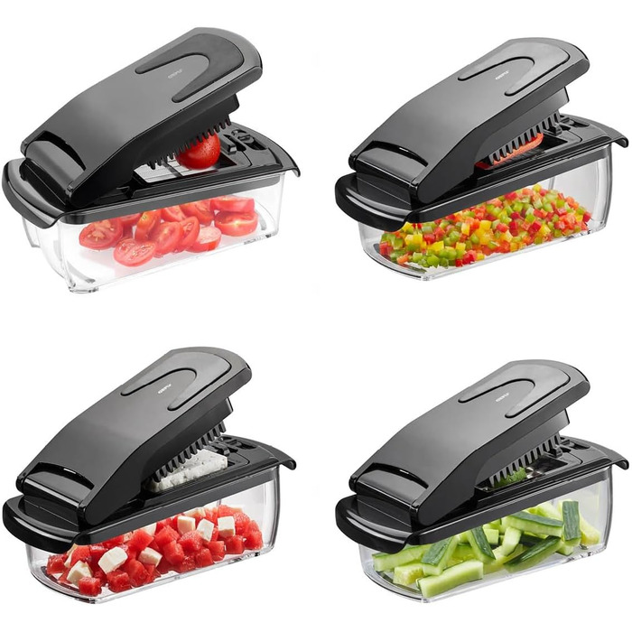 GEFU Трепо - багатофункціональний кухонний нарізчик для овочів, фруктів, сиру та салату (чорний/прозорий)