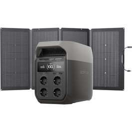 Електростанція EcoFlow DELTA 3 + 220W: портативна сонячна батарея 1024Wh, розширювана до 5kWh, для дому, кемпінгу та подорожей (відновлена)