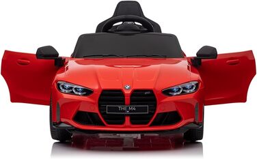 Дитячий електромобіль BMW M4 MPower 90W, EVA колеса, шкіряне сидіння, 12V 10Ah, Bluetooth, пульт, червоний