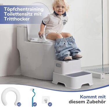 Унітаз дитячий з драбинкою та підставкою Deanic (Сірий) для дітей від 1 до 6 років + 2 подушки та щітка