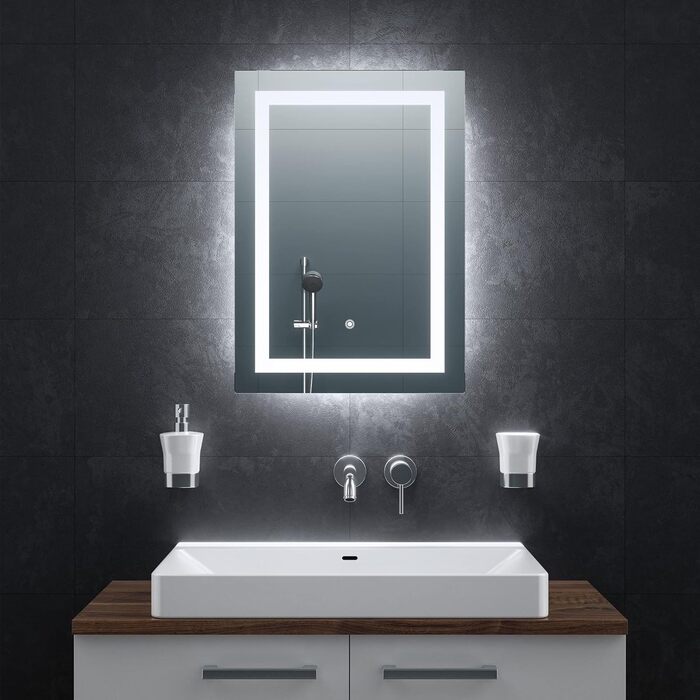 Дзеркало для ванної кімнати BR Bringer LED з підсвічуванням 60x80 см, антизапарник, диммер, 3 кольори світла, сенсорне управління, пам'ять (Модель: BRS102)