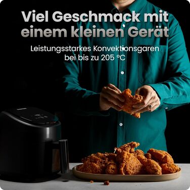 Фритюрниця без олії Chefman 2L: компактна, чорна, з антипригарним кошиком та цифровим таймером