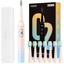 Електрична зубна щітка YUNCHI з USB-C зарядкою, 5 режимів, 8 насадок, для дорослих та дітей, блакитна