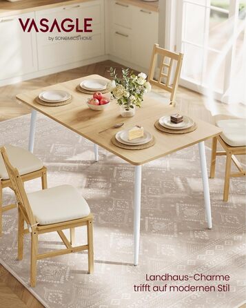 Стол обідній VASAGLE для 4-6 осіб, кухонний стіл у стилі кантрі, 140x75 см, колір: горіх + чорний, KDT100KE02