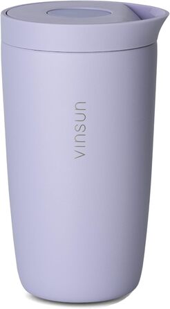 Термокружка VINSUN 350 мл, з нержавіючої сталі, подвійні стінки, ізольована, без витоку, для гарячих та холодних напоїв, з Quick Press кришкою, для авто, університету (фіолетовий)
