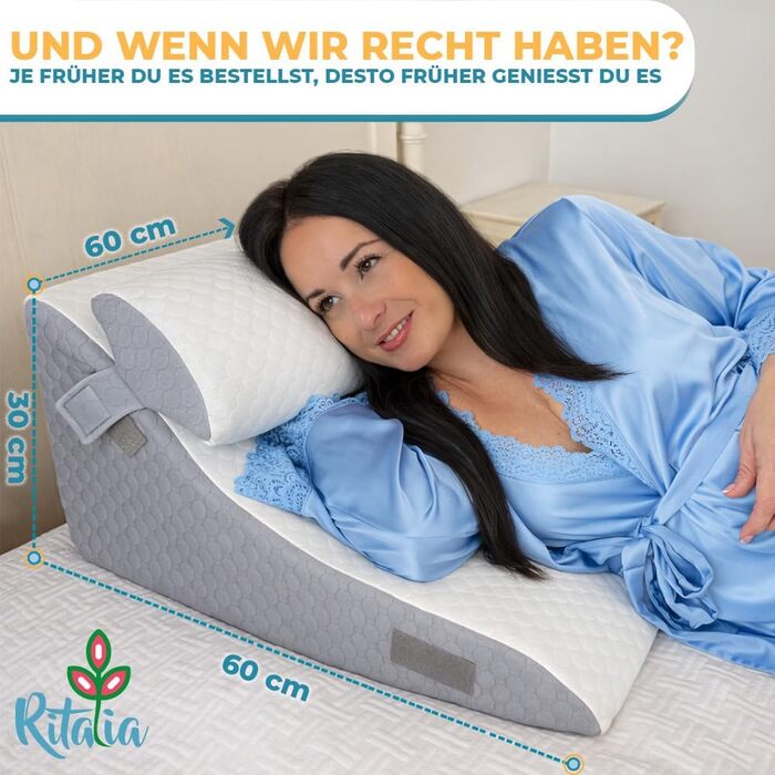 Ортопедична подушка для ніг Ritalia VENENKISSEN: підтримка ніг, 3 рівня, для лімфодренажу та варикозу (60x60x30)