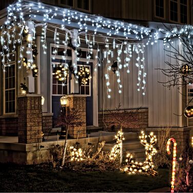 Світлодіодів, 8 режимів, для Різдва та вечірки (холодний білий), 15M LED Frost Rain String Lights, IP44, 600