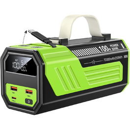 Портативний акумулятор PowerBank 70000mAh 100W з USB-C, зелений: для iPhone, iPad, Samsung та планшетів