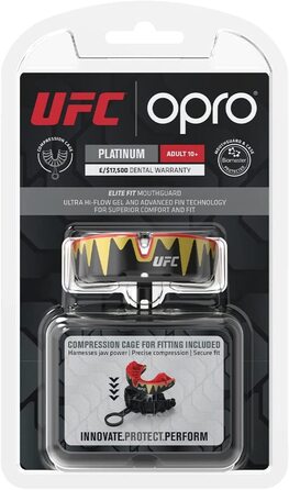 Капи платинового рівня OPRO для дорослих і підлітків, з революційною технологією налаштування для боксу, єдиноборств і контактних видів спорту (UFC-Чорний / Золотий / Червоний)