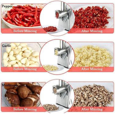 М'ясорубка електрична з насадкою для ковбас 2800 Вт, чорна. Комплект з 3 дисками для фаршу та насадкою для ковбасок