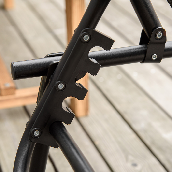 Шезлонг, розкладний, з дихаючою оббивкою, металевий каркас, 197 x 58 x 76 см, чорний