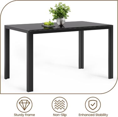 Стіл Bealife з загартованого скла, 120x70x75 см – сучасний кухонний стіл з металевим каркасом, стійкий до подряпин та тепла. Підходить для кухні, вітальні, їдальні або кавової зони, home office. (Білий, 120 * 70 * 75)
