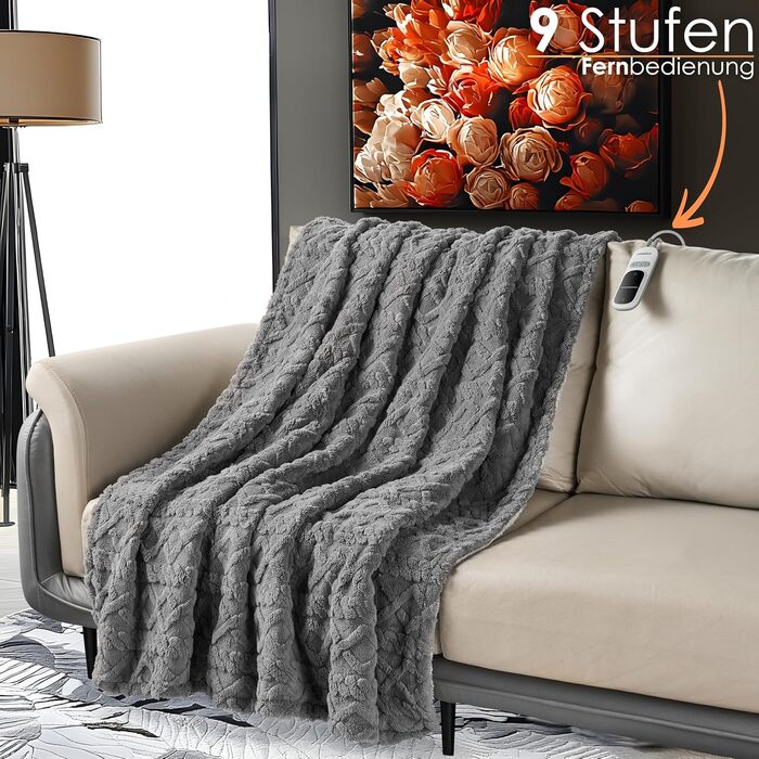 Електрична гріюча ковдра з автовимкненням 180x130 см, 9 температурних режимів, 40°C, пральна