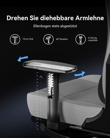 Ігровий крісло AutoFull C3 з ергономічною підтримкою спини | З регульованими підлокітниками, підставкою для ніг, подушками для голови та попереку | Макс. вага 150 кг | Сірий з тканинного покриття