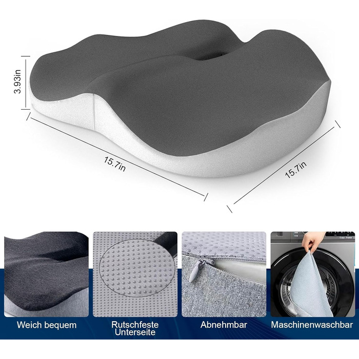 Ортопедична подушка для сидіння ADASSERA: зняття болю, підтримка куприка, покращення кровообігу, ергономічна, для офісу та авто