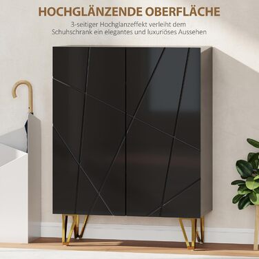 Шафа для взуття HOMCOM з 2 дверцятами, 3 регульовані полиці, на 15-20 пар, чорна, 72 x 31,5 x 95 см