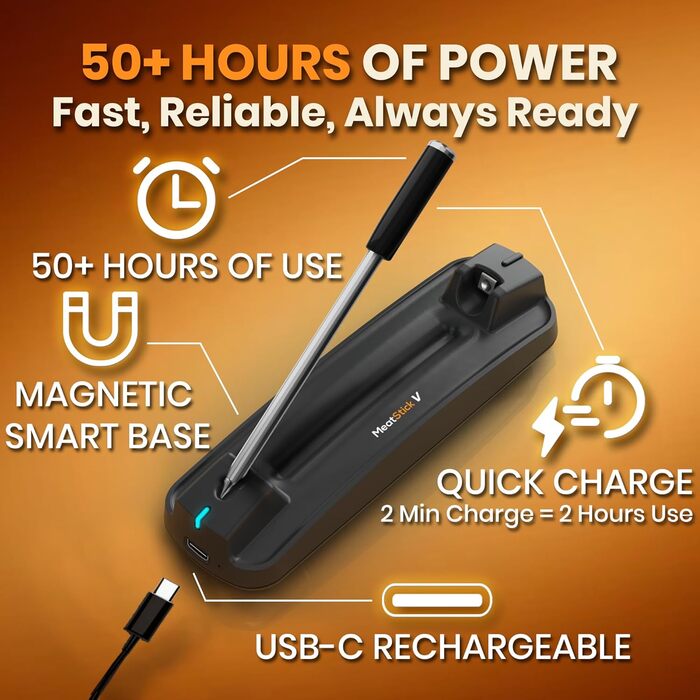 MeatStick V: Бездротовий термометр для м'яса з WiFi та Bluetooth, 650°C, для гриля, копчення, Sous Vide, BBQ, фритюрниці, духовки, smoker