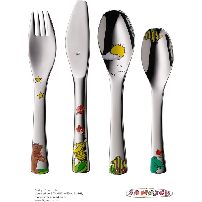 Дитячий набір столових приборів Janosch від WMF з гравіюванням імені - 4-х частинний, для дітей від 3 років