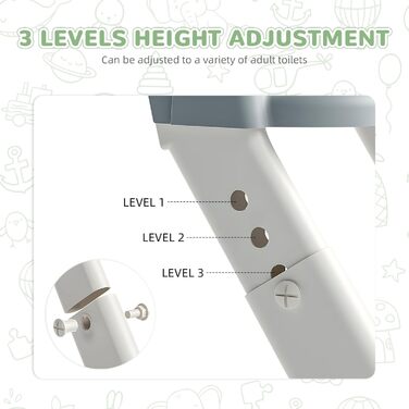 Універсальний дитячий сидіння-сходинка для унітазу 2-в-1 з PU-покриттям, регульована висота, складна конструкція, антиковзке покриття та захист від бризок