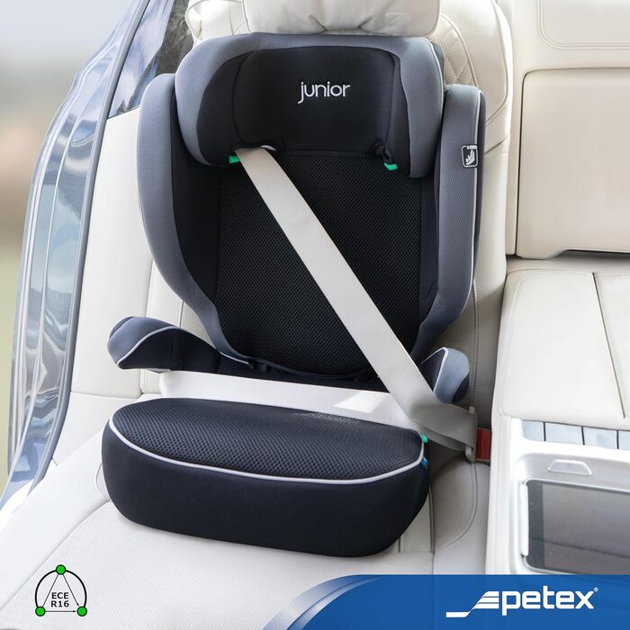 Автокрісло PETEX з ISOFIX - стандарт i-Size відповідно до ECE R129 для дітей зростом приблизно 100-150 см, регульоване по висоті дитяче автокрісло в (сірий, базовий)