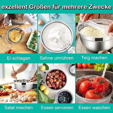 Набір мисок Homikit, 5 шт. з нержавіючої сталі, з кришкою та силіконовим дном, мультифункціональний, для салатів, 6.6L / 3.5L / 2.5L / 1.5L / 1L, чорний