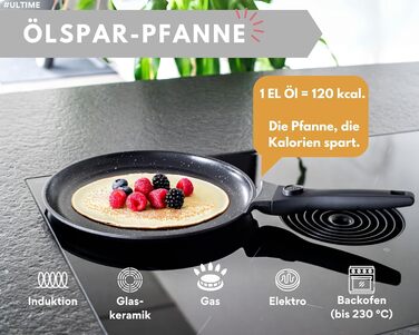 DIVORY Сковорода-гриль 28x28 см з виливом та знімним ручками - сковорода для стейків на індукційній плиті, з антипригарним покриттям, з лопаткою та захистом для сковороди (Чорний, сковорода для крепів 28 см)