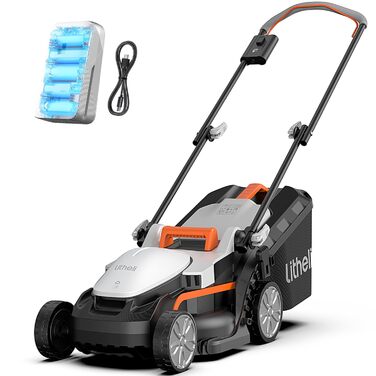 Акумуляторний газонокосарка Litheli 20V, ширина косіння 33 см, до 200 м², об'єм кошика 30 л, висота косіння 25-65 мм, з акумулятором 4.0 Ah