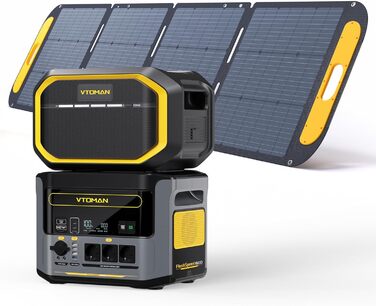 Портативна електростанція VTOMAN 1548Wh з сонярним генератором, 3x 1500W (3000W пік), швидка зарядка 0-100% за 1 годину, LFP акумулятор для кемпінгу, відпочинку на природі, RV, надзвичайних ситуацій (FlashSpeed 1500+EB+200W Pro)