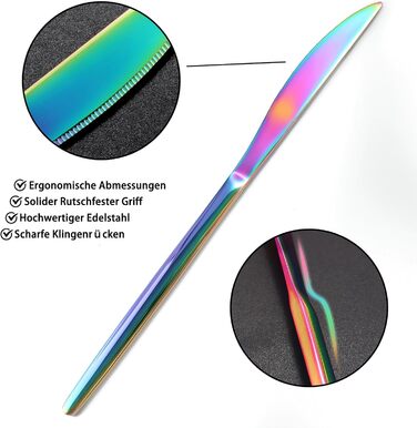 Набір столових приборів на 6 осіб, Targzier, 30 предметів, нержавіюча сталь, кольоровий, для кухні/готелю/ресторану, преміум-якість, придатний для миття в посудомийній машині