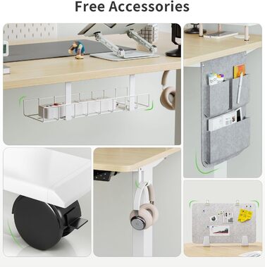 Регульований стіл MAIDeSITe SN1 140x70 см (Дуб + Білий) з електроприводом, пам'яттю та роликами