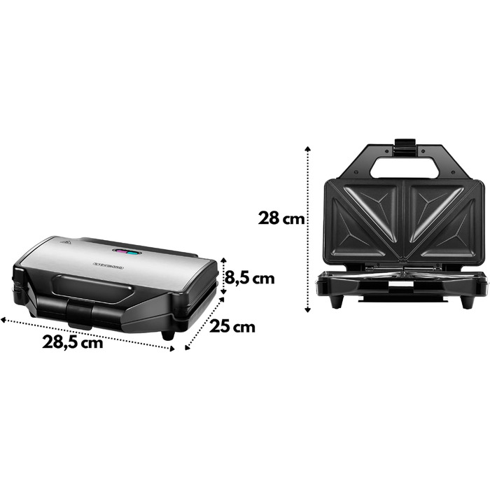 Сендвіч-машина Steinborg XXL 4 сендвіч-куточка Холодний на дотик чохол Антипригарне покриття Бутербродниця Бутербродниця Електричний гриль Тостер Panini