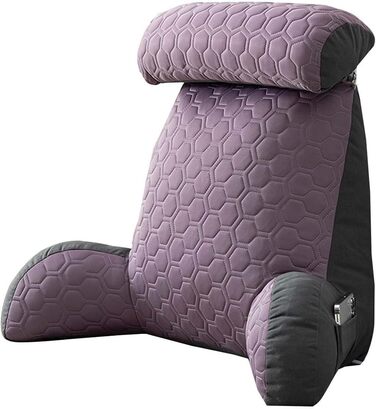 М'яке подушко-підголівник для ліжка, дивана, крісла, портативне, з підтримкою шиї, з кишенями для зберігання, фіолетовий