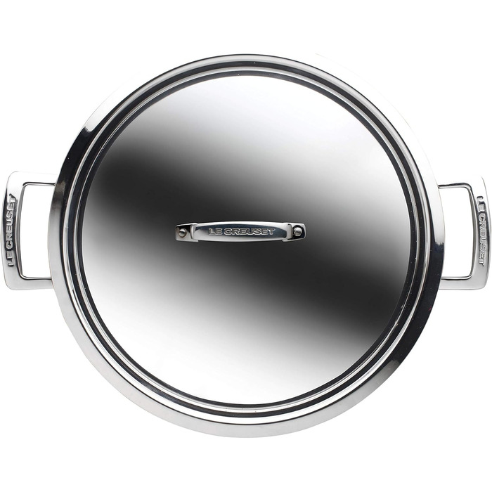 Сковорода Le Creuset з кришкою, 30 см, нержавіюча сталь, для всіх типів плит (індукція, духовка), срібна
