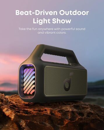 Soundcore Boom 2 - Портативна Bluetooth Колонка, 80W, Сабвуфер, LED, IPX7, 24h, USB-C, BT 5.3