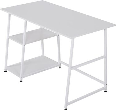 Комп'ютерний стіл Офісний стіл Робочий стіл ПК Стіл для ноутбука, з 2 полицями, виготовлений з МДФ і сталі, 120x60x76см (ШxГxВ), 33ws