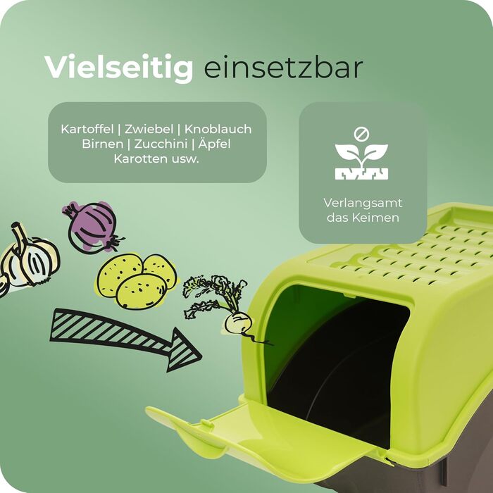 Коробка для зберігання картоплі Novaliv | 2 шт по 5л | Зелена | Коробка для овочів, цибулі, фруктів | Складається | 5 літрів