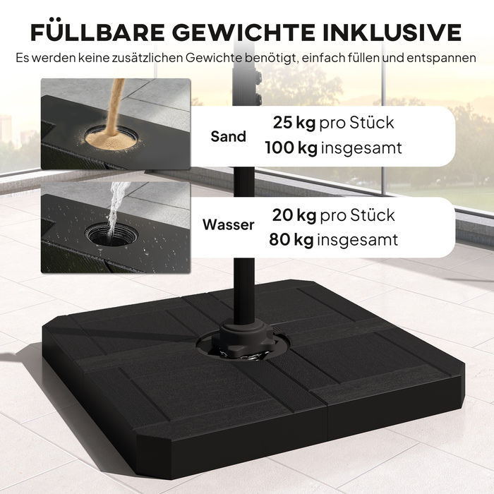 Сонячний парасоль з алюмінієвим каркасом Ø244 см з ручним механізмом, стійка, водовідштовхувальне покриття, поворот на 360°, темно-сірий